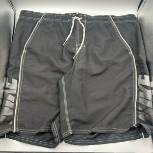 Nike Swim Trunks Men's Black Logo Drawstring Swimming Trunk‎ Shorts Size 41W